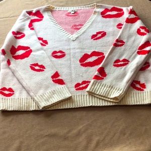 Red Lips Oversized Sweater